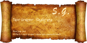 Springer György névjegykártya